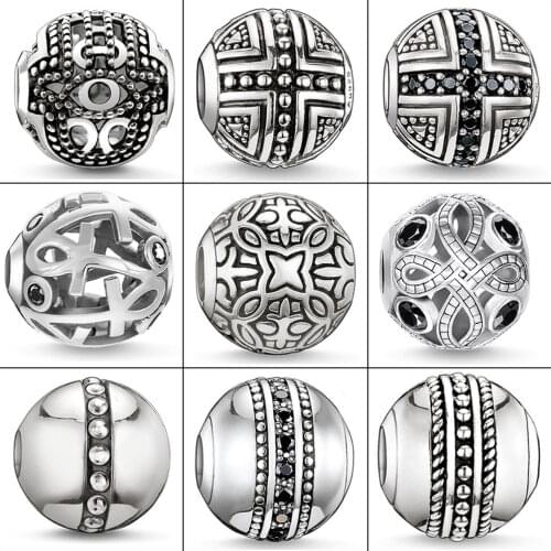 Charm Beads Cross Lane Knot Flower Eye Lined Egypt 925 Sterling Silver DIY Jewelry Accessories Fit Bracelet Necklace Women Men