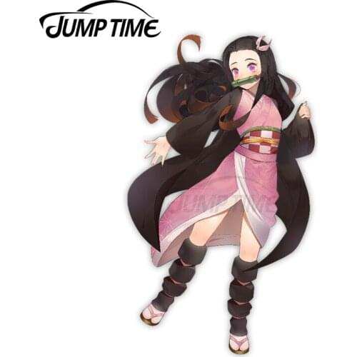 Jump Time 13 x 8.8cm Vinyl Car Stickers Nezuko Cartoon Avatar Car Decals Occlusion Scratch Laptop Windshield Car Accessories