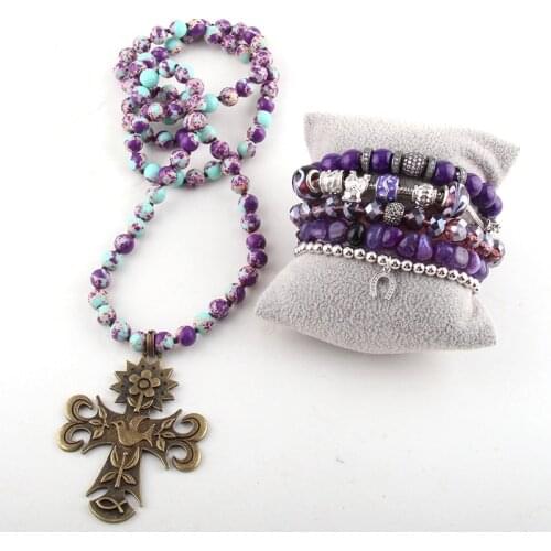 RH Fashion Semi Precious Beaded Jewelry Set For Pendant Necklace and Bracelet sets For Women Jewelryes