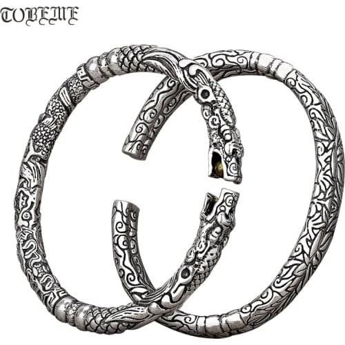 Handmade 100% 999 Silver Dragon Bangle Vintage 999 Silver Dragpn Cuff Bracelet Pure Silver Lovers' Bangles