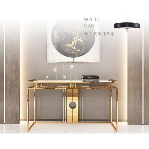 Light luxury stainless steel marble porch platform Club Hotel end view platform porch cabinet corridor porch table