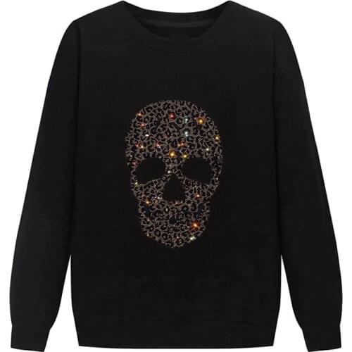 Autumn Mens Hoodie Casual O-Neck Long Sleeve Hoody Plus Sies Loose Hip-Hop Hot Drill Skull Heavy Craft Pullover H398