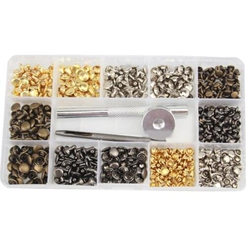 240pcs/Lot Leather Scrap-booking Accessories Double-sided Rivet Buckle Multicolor Copper Riveting Set by Tool Mixing Eyelet