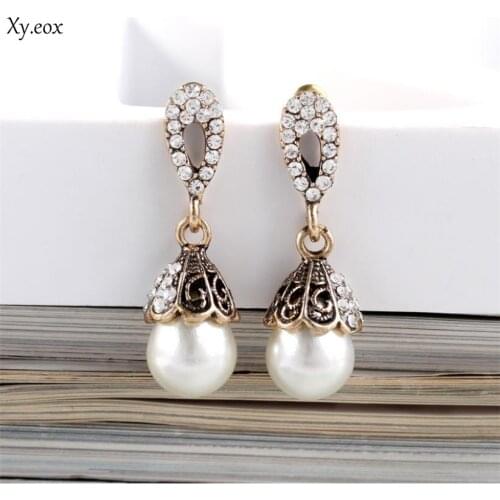 Vintage Jewelry Gray/White Imitation Pearl Earrings Women Wedding Earings