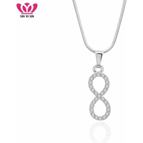 Clear Crystal Endless Pendant Necklace Women Short Choker number 8 Charm Collier Friendship Forever Fashion Jewelry Dropshipping