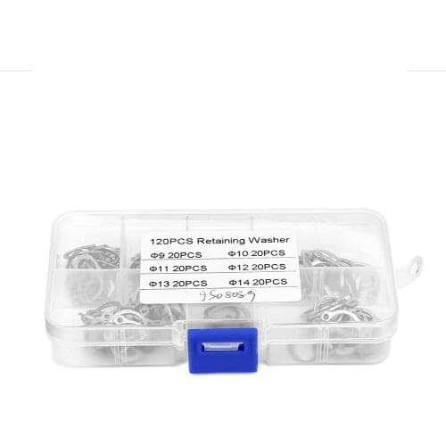 120pcs Circlips Stainless Steel Snap Retaining Ring Circlip Assortment Set 9mm-14mm With Box There Are Total 6 Different Sizes