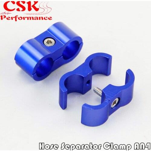 2pcs AN -4 AN4 11MM Braided Hose Separator Clamp Fitting Adapter Bracket Black / Blue