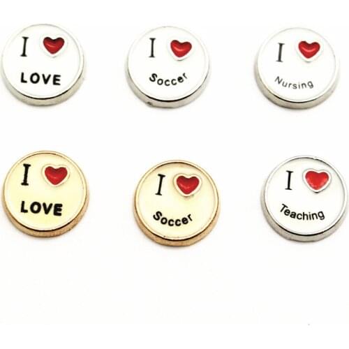 20Pcs/Lot Mixed Color I Love Soccer Teaching Floating Charms Hand-made DIY for Glass Lockets