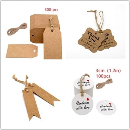 200Pcs "Thank you" Gift Tags Paper Tags Wedding Cards Brown Round 4cm DIY Party Decorations wedding gifts for guests