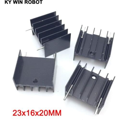 5pcs black Aluminium TO-220 23x16x20mm Heatsink TO 220 Heat Sink Transistor Radiator TO220 Cooler Cooling 23*16*20MM With 2pin