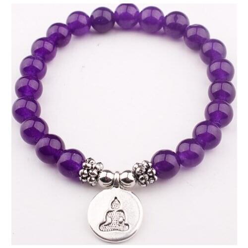 8mm purple Punk multicolor Agate Chakra Healing Reiki Buddha Yoga Bracelet elastic adjustable Volcanic Stone Bangles jth45s