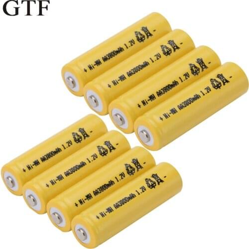 8pcs AA Battery 1.2V 3800mA NI-MH 2A Rechargeable Batteries for Remote Control Camera RC Toys Car Garden Solar Light AA Cells
