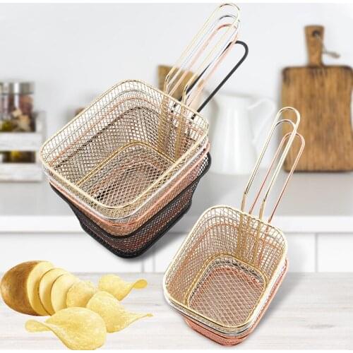 8Pcs Mini Stainless Steel Deep Fry Baskets Food Storage Container Strainer Potato Cooking Tool Chef Basket Colander Kitchen Tool