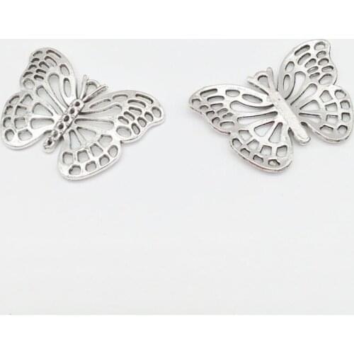 8 pcs Fashion Tibetan Silver 41*29mm butterfly Charms Metal Pendants for Jewelry Making DIY Handmade Craft