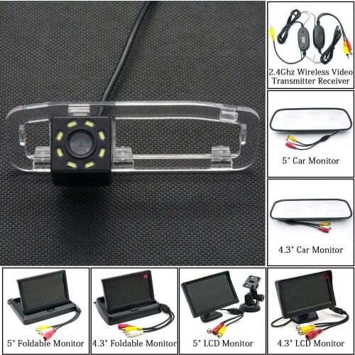 8LED CCD Car Reverse Camera For KIA RIO 5 RIO5 2008 2009 2010 2011 2012 Rear view 4.3 5 inch Parking Mirror LCD Monitor Wireless