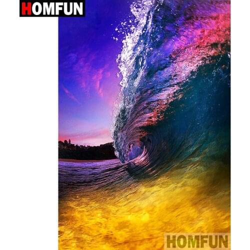 HOMFUN Full Square/Round Drill 5D DIY Diamond Painting "Ocean wave" Embroidery Cross Stitch 5D Home Decor Gift A09257