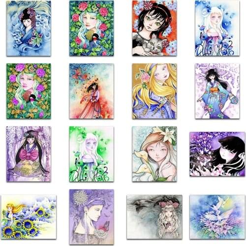 Diamond mosaic Portrait beauty Comic Girl Diamond embroidery cartoon lady Full Square Diamond painting Cross stitch flower Fairy