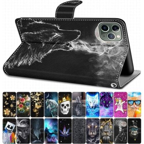 For Case Huawei Honor 6A 6C Pro Honor 7X 7S Flip Leather Book Cover Phone Case Cute Coque Tiger Wolf Lion Cat Dog Tower DP08F