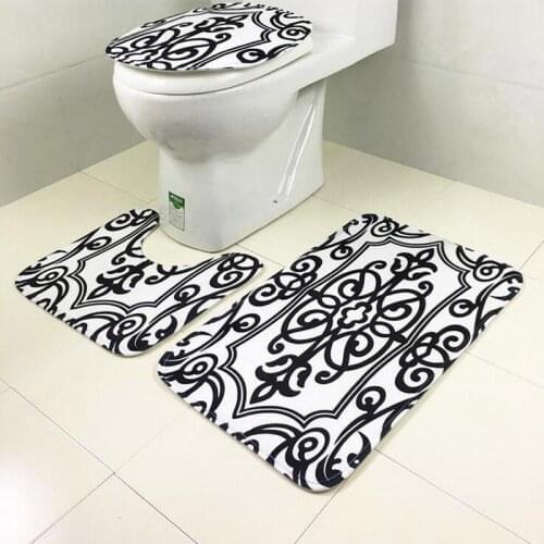 3pcs/lot Geometry Pattern Toilet Seat Cover Flannel Fabric Toilet Case Zebra Pattern Bathroom Decoration Door Non-slip Mat ZT387