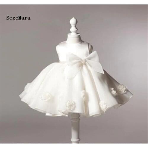 Baby Girls 1 year Birthday Party Dresses Princess baby girls dress white tulle christening dresses Bow Christmas Dress for girls