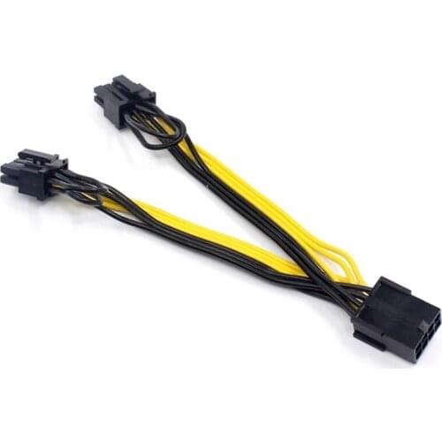 EPS CPU 8Pin to 2-Port PCIe 8Pin Dual PCI-E 6+2Pin Y Splitter Miner GPU Graphics Card Power Supply Cable Cord 18AWG 20CM