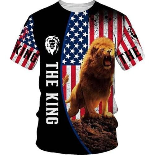 Ferocious Lion Summer 3D Print Mens T-shirt Sportswear O-Neck Short Sleeve animal t-shirts Men Clothing harajuku Tops Shirt
