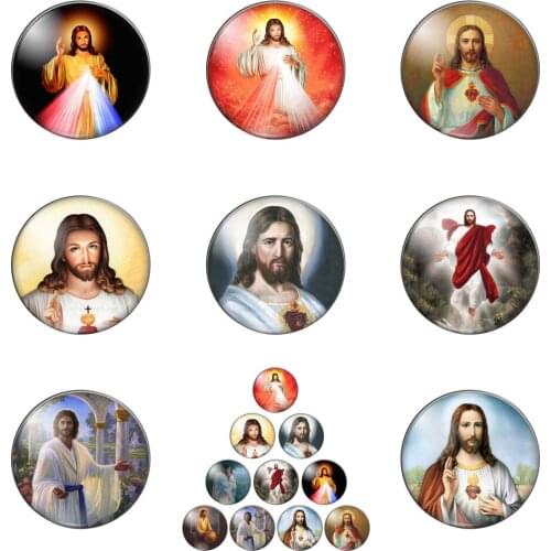 Jesus God Art Paintings 10pcs 10mm/12mm/14mm/16mm/18mm/20mm/25mm Round Photo Glass Cabochon Demo Flat Back Making Findings