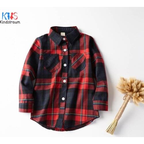 2018 New Arrival Girls Plaid Letter Shirts Kids Korean Style Casual Cotton Blouses Children Fashion Brand Clothes , LC257