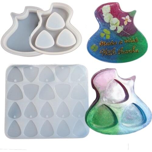 Guitar Pick Storage Box Silicone Mold DIY Crystal Epoxy Resin Mold For Guitar Pick Making