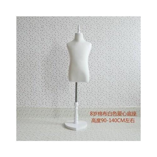 7-8 year-old childrens half-style models props, child clothing White Cotton fabric wood Disc base 1PC woman pet mannequin,B502