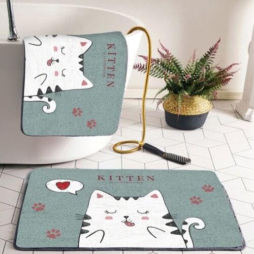 Cartoon Welcome Entrance Doormats Carpets Rugs Home Bathroom Living Room Floor Stair Kitchen Hallway Non-Slip Cat Dog Pet Mat