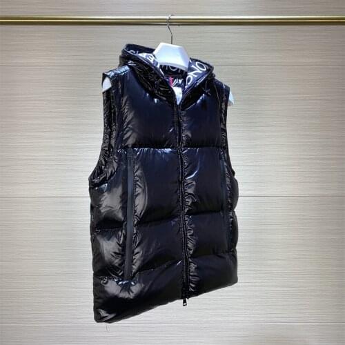 Letter Embroidery Winter Autumn Man Hooded Vest Filled With White Duck Down With QR Code Duck Bath Comics Warm Unisex Clothing