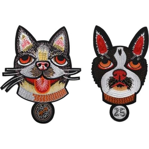 Large Size Dog Embroidered Iron on Patches DIY Sew On Patches For Clothes Applique Clothing Decoration