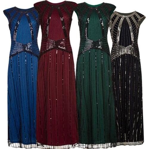 Slim fit party maxi dress Fringe Great Gatsby Party Women Sequin Beaded Tassels Hem dress Flapper CHARLESTON COSTUME 1920s