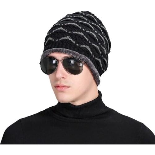 Autumn and winter new men 's wool hats 2017 warm plus velvet knit cap hoods Skullies & Beanies