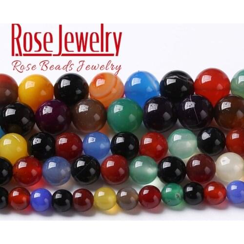 Natural Colorful Onyx Agates Beads Smooth Round Loose Beads For Jewelry Making DIY Bracelet Accessories 4 6 8 10 12MM Wholesale