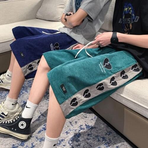 Men Shorts Student 2021 New Arrival Summer Thin Male Shorts Teenage Boy Retro Loose Korean Style Black Green Blue S50