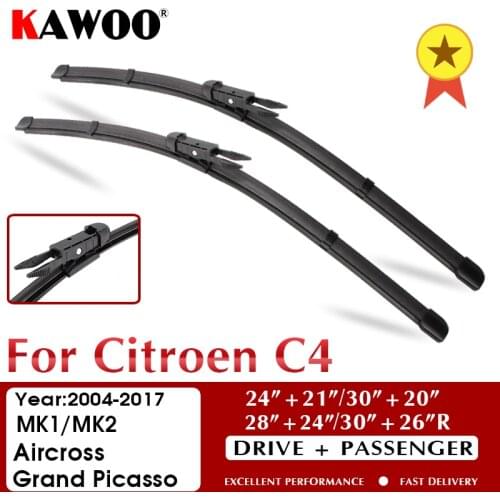 KAWOO For Citroen C4 MK1/MK2/C4 Aircross/C4 Grand Picasso Auto Soft Rubber Windcreen Wipers Blade Model Year From 2004 To 2017