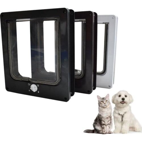 Pet Supplies Free In and Out Cat Door Black Intelligent Control Dog Fence Gate Puppy Gate Suitable for Large Small Cats Cave
