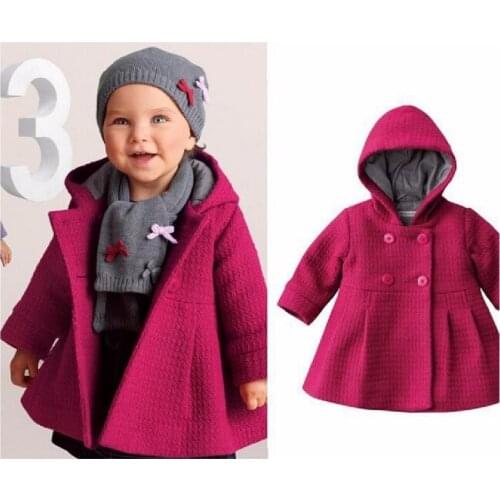 Red Newborn coat Baby Girls Trench Jacket overcoat Hooded Gown Warm Winter Girl Clothes Poncho Girls Outerwear cloak