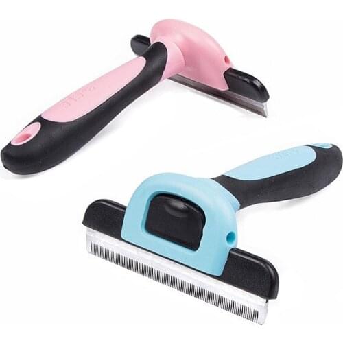 Pet Grooming Comb Stainless Steel Trimmer for Dogs Cats Removes Loose Undercoat Anti-slip Dog Comb 2Colors