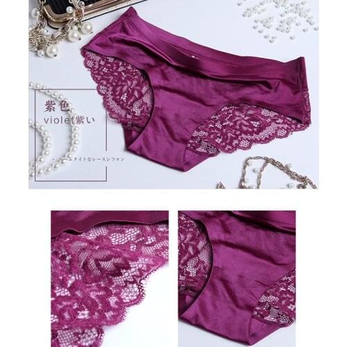 5 Pcs/Lot High-End Luxury Pearlescent Cloth Lace Stitching Sexy Ladies Underwear Seamless Soft Womens Briefs