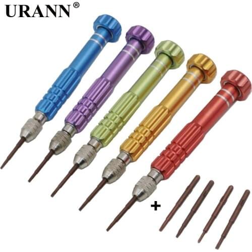 URANN 5 In 1 Aluminum Pen Style Screw Driver Multi-Tool Precision Mobile phone Repair Tool Kit Screwdriver Set Bits