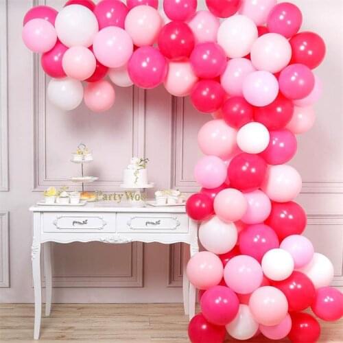 12pcs Rose Red Latex Balloons Pink White Confetti Balls For Babyshower Wedding Birthday Summer Party Decoration Supplies Global
