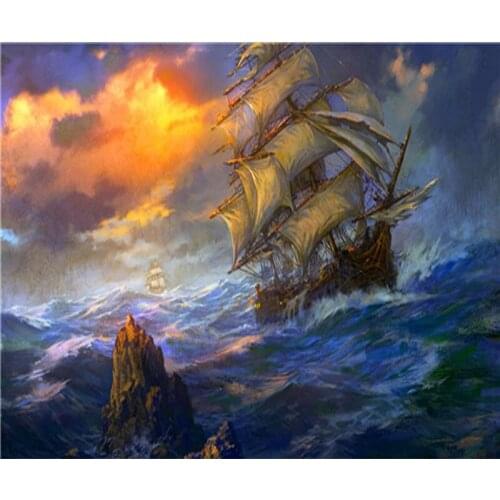 YIKEE decorative canvas oil painting by numbers,paint by number kits for adults storm