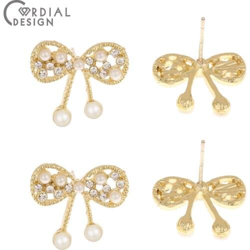 Cordial Design 50Pcs 15*17MM Jewelry Accessories/Bowknot Shape/DIY/Imitation Pearl/Earring Stud/Jewelry Findings & Components
