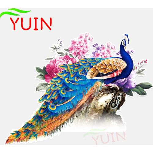 Mysterious Beautiful Peacock Colored Car Sticker Fashionable PVC Bumper Graphic Decoration High Quality Waterproof Decal 17*13cm