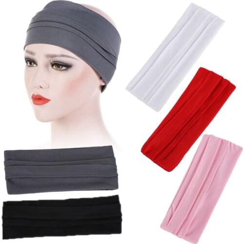 Womens Headband For Wide Sports Yoga Running Fabric Headband Stretch Hairband Elastic Hair Band Turban