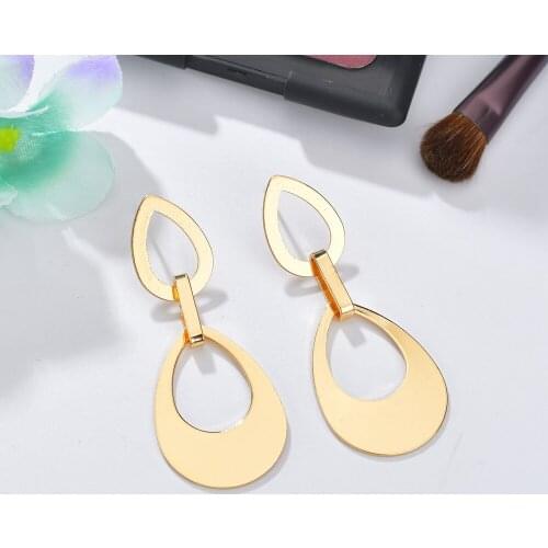 2019 Metal Irregular Geometric Double Circle Dangle Earrings Gold Color Fringed Long Earring For Women Party Jewelry