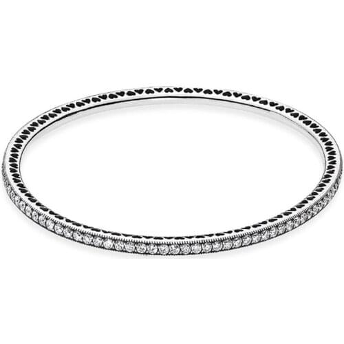 Authentic 925 Sterling Silver Twinkling Forever Fashion Bangle Fit Pandora Women Bead Charm Bracelet Gift DIY Jewelry